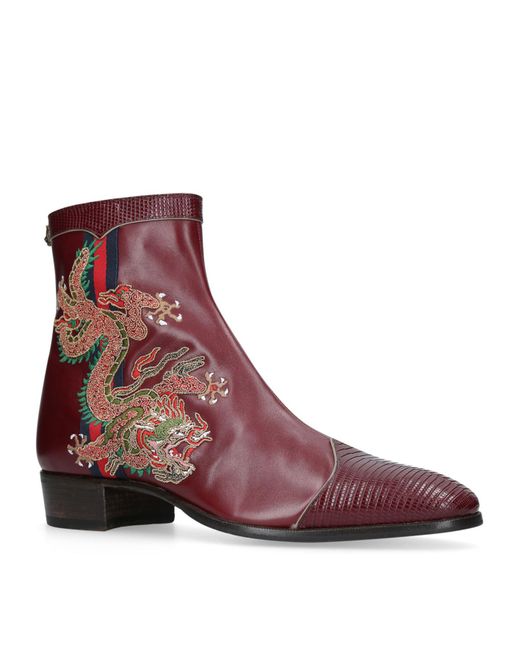 Gucci Purple Dragon Leather Boots