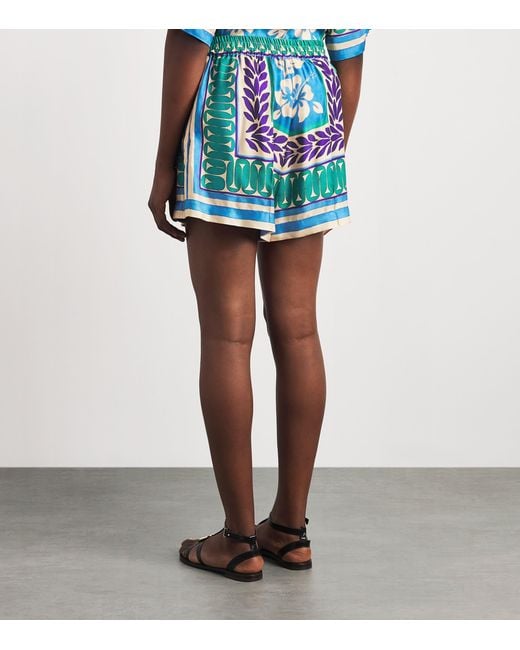 Sandro Blue Floral Drawstring Shorts