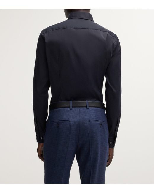 Boss Blue Stretch-Cotton Slim Shirt for men