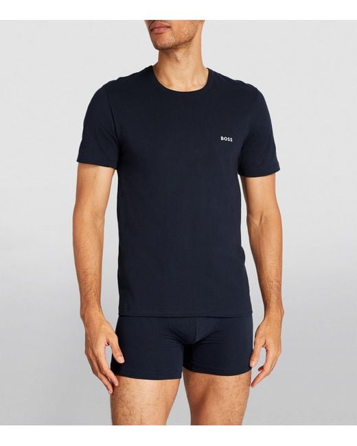 Boss Blue Logo-Embroidered T-Shirt for men