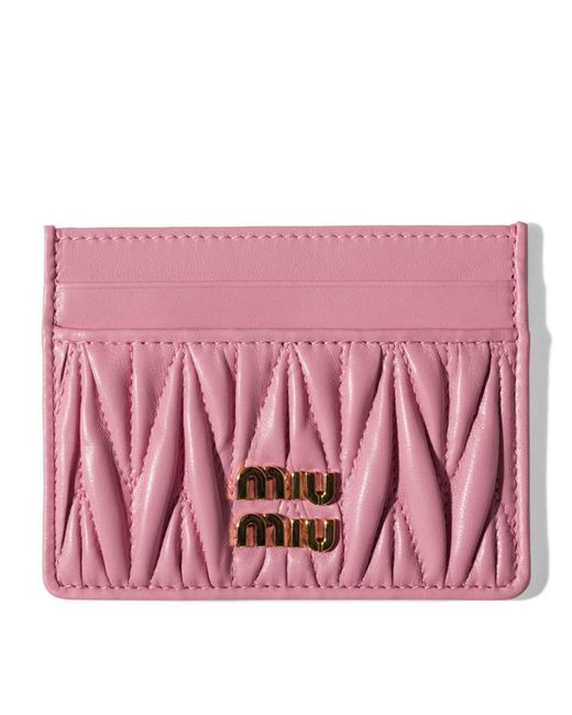 Miu Miu Pink Leather Matelassé Card Holder