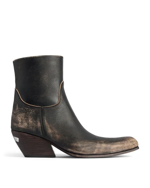 Balenciaga Brown Bullskin Worn-Out Memphis Ankle Boots 55