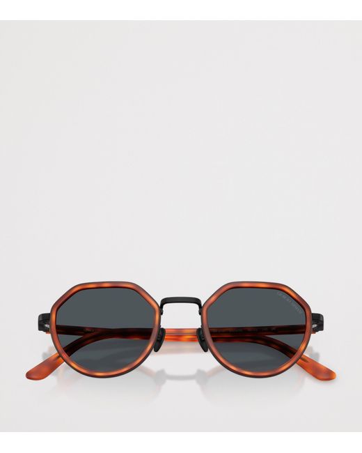 Giorgio Armani Black Metal Round Sunglasses for men