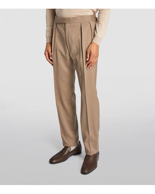 Ralph Lauren Purple Label Natural Wool Gregory Slim Trousers for men