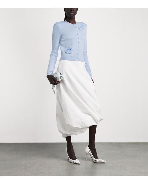 Self-Portrait Blue Lace-Embroidered Cardigan