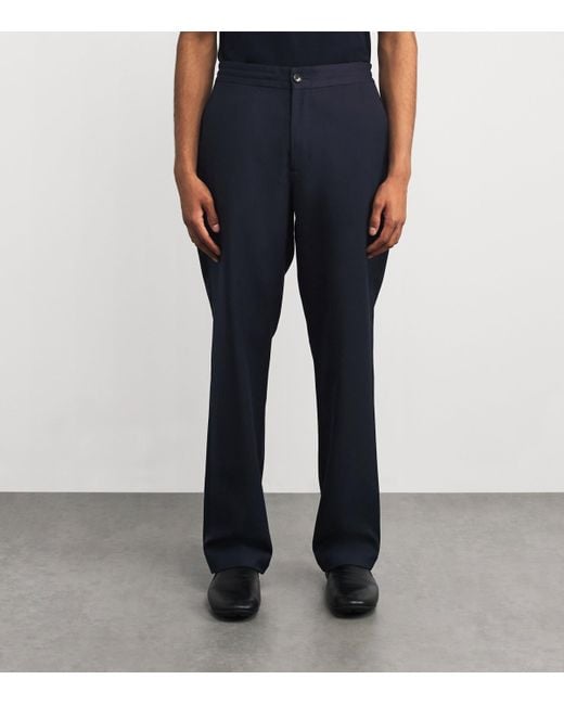 Vince Blue Wool-Blend Twill Trousers for men