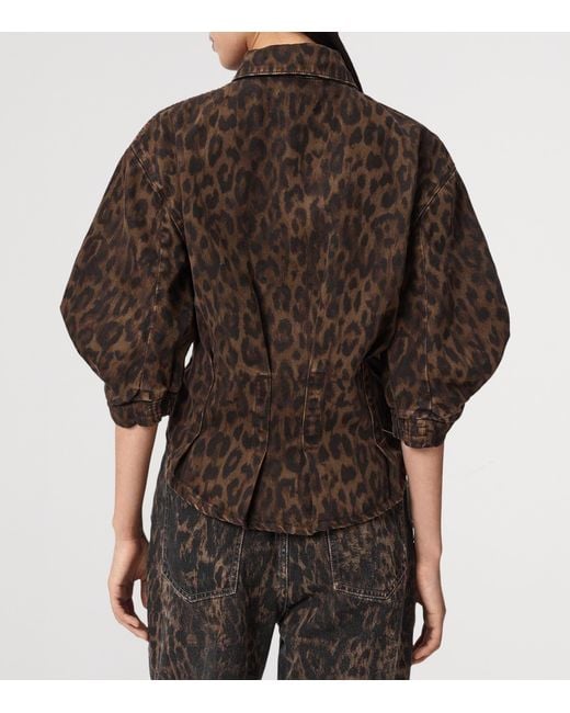 AllSaints Brown Denim Leopard Nancy Shirt