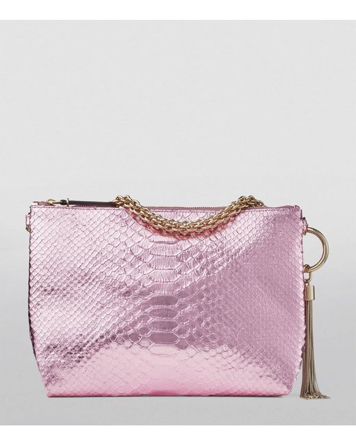 Jimmy Choo Pink Callie Metallic Leather Clutch Bag
