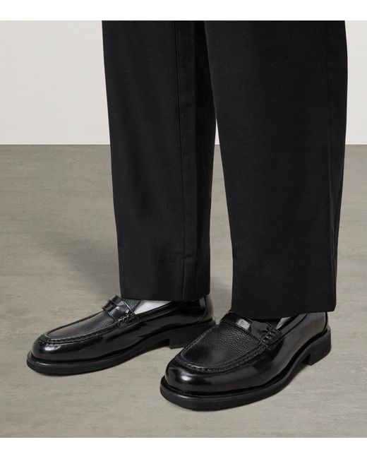 AllSaints Black Leather Bloom Loafers