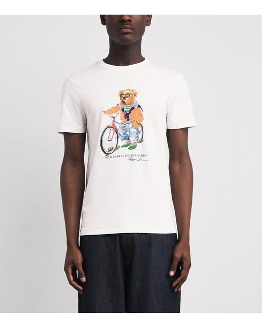 Polo Ralph Lauren White Cotton Polo Bear Bicycle Slim T-Shirt for men