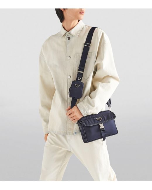 Prada Blue Re-Nylon Pouch Crossbody Bag for men