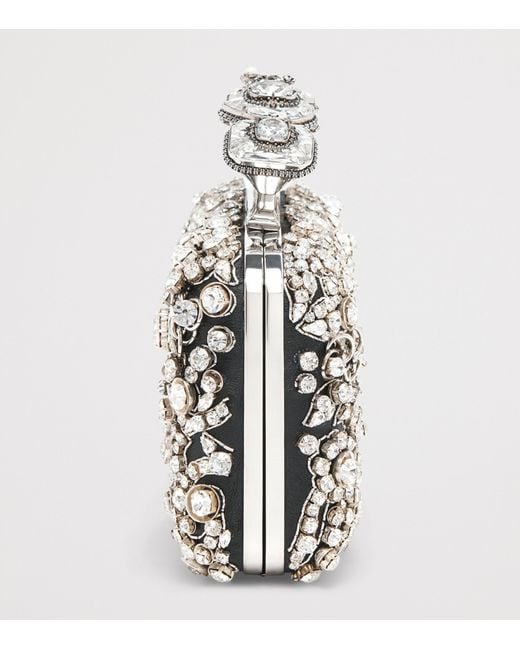 McQueen Metallic Embellished Skull Knuckle Clutch Bag