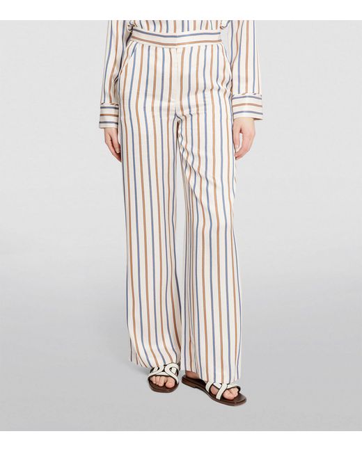 Veronica Beard White Striped Grigore High-rise Trousers