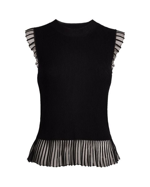 Claudie Pierlot Black Knit Ruffle Top