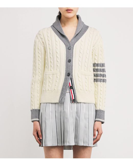 Thom Browne White Wool 4-Bar Cardigan
