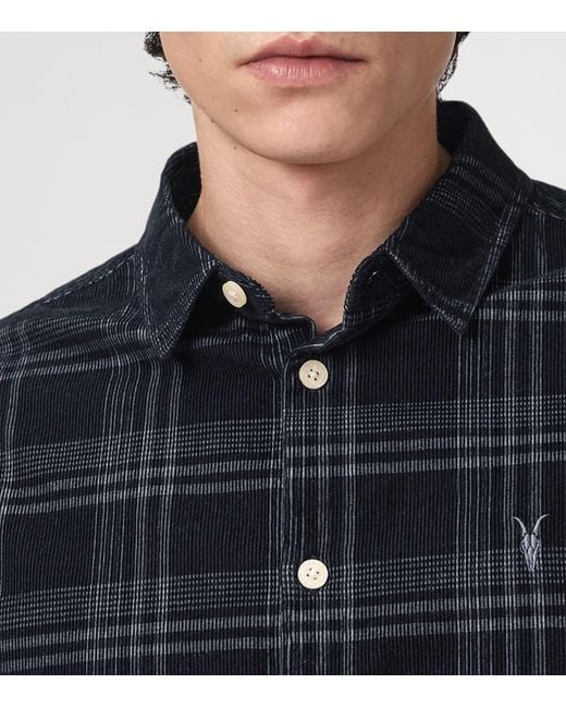 AllSaints Blue Organic Cotton Check Rockley Shirt for men