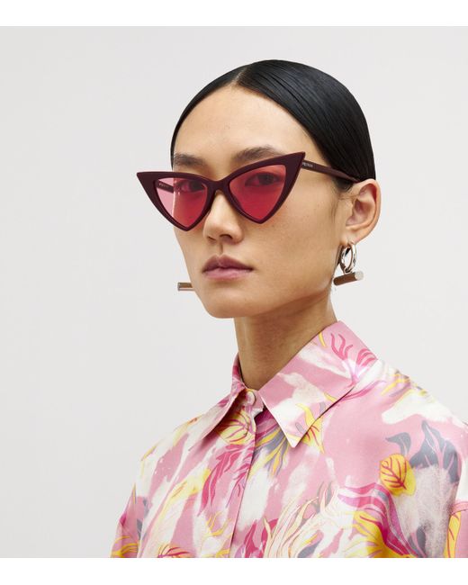 McQueen Pink Acetate Spike Sunglasses