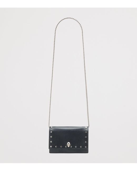 Alexander McQueen Black Small Leather Skull Cross-Body Bag