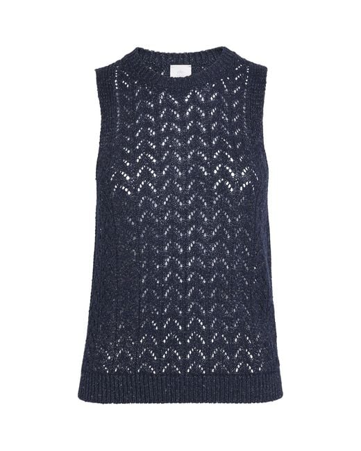 Eleventy Blue Cotton-Blend Sequin Sleeveless Sweater