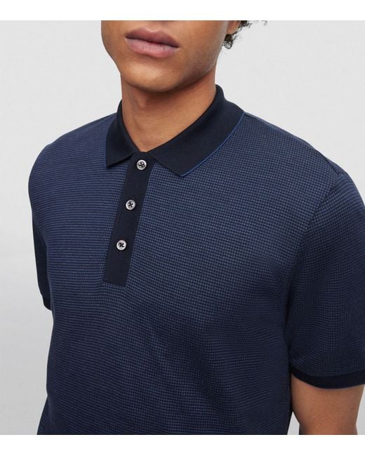 BOSS Cotton-silk Polo Shirt in Blue for Men | Lyst UK