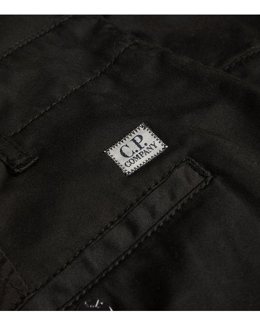 C P Company Black Stretch Lens-detail Cargo Trousers for men