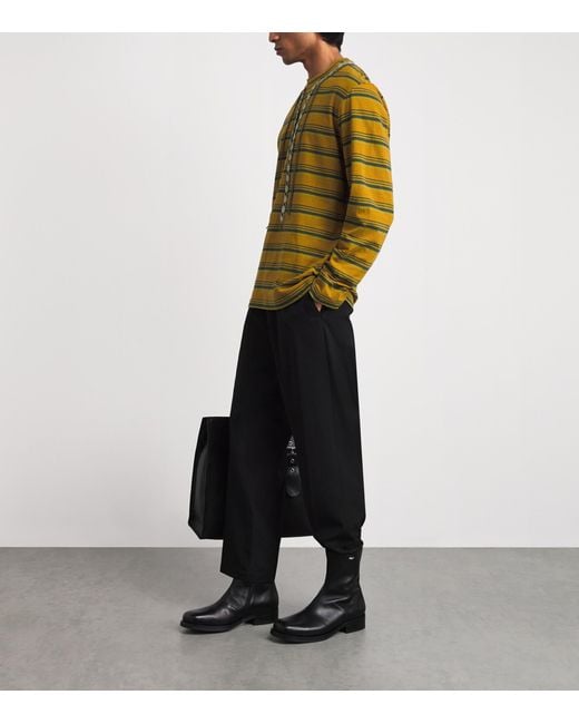 Craig Green Yellow Stripe Lace Long-Sleeve T-Shirt for men