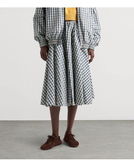 Prada Gray Chambray Check Midi Skirt