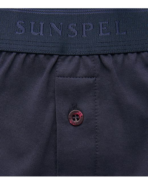 Sunspel Blue Superfine Cotton Boxer Shorts for men