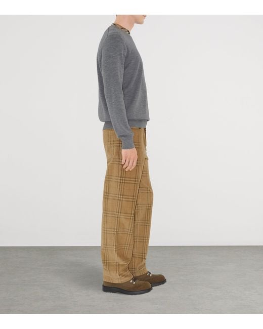 Burberry Gray Wool Check-Trim Sweater for men