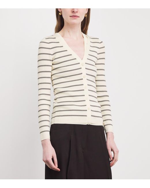 Sandro Natural Ribbed Stripe Cardigan