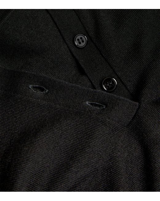 Carven Black Wool Semi-sheer Polo Shirt