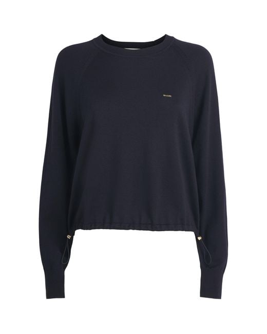 Sandro Blue Wool-Blend Logo Sweater