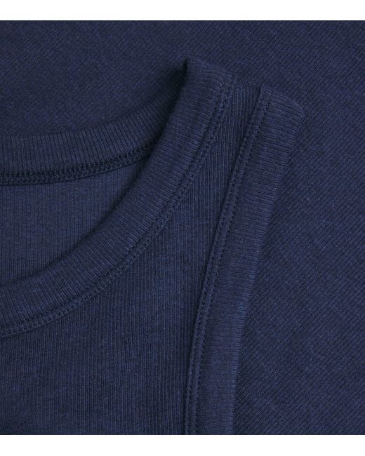 ME+EM Blue Organic Cotton-Blend Tank Top