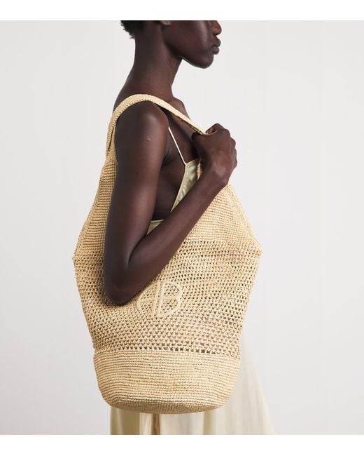 Anine Bing Natural Raffia Logo Leah Shopper Bag