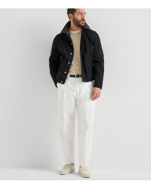 Brunello Cucinelli White Cashmere Crew-Neck Sweater for men