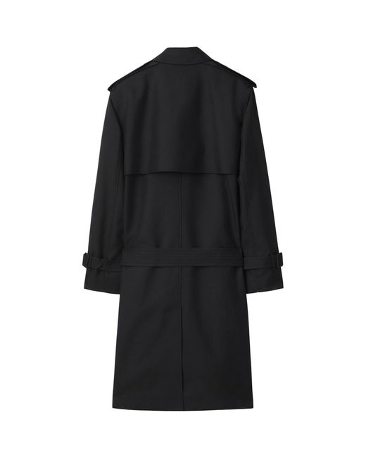 Burberry Black Silk-blend Long Trench Coat for men