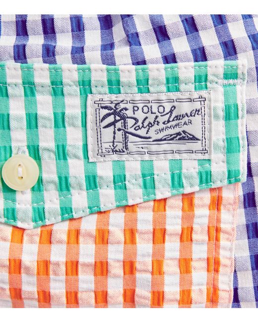 Polo Ralph Lauren Red Seersucker Check Traveller Swim Shorts for men