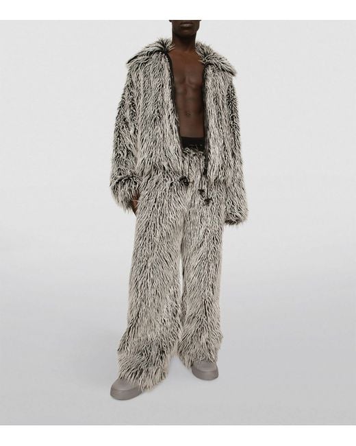 Dolce & Gabbana Gray Faux Fur Sweatpants for men