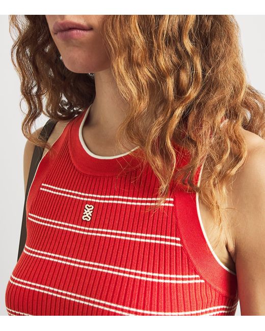 Sandro Red Knit Stripe Tank Top