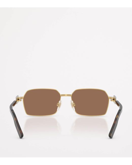 Dolce & Gabbana Brown Wire-Frame Rectangular Sunglasses for men