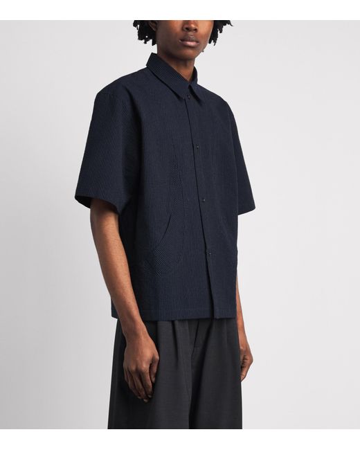 SAGE NATION Blue Pinstripe Takeshi Shirt for men