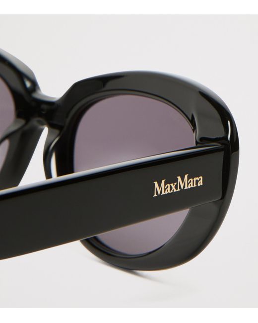 Max Mara Black Acetate Oval Sunglasses