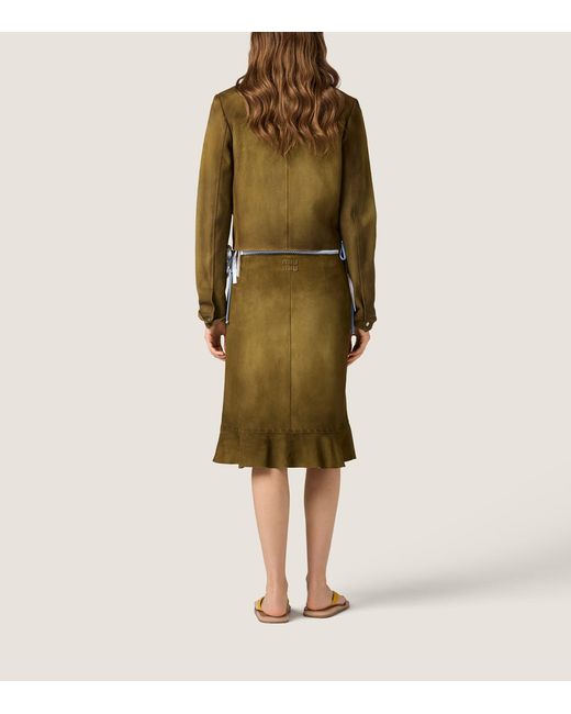 Miu Miu Green Waxed Suede Moto Jacket