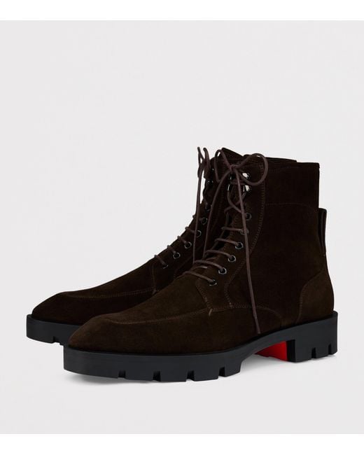 Christian Louboutin Brown Caracolo Lion Suede Boots for men