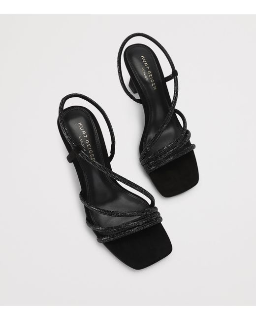 Kurt Geiger Black Leather Embellished Annabel Heeled Sandals 80