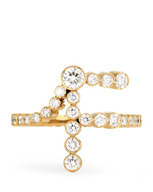Sophie Bille Brahe Metallic And Diamond Ensemble 'F' Ring