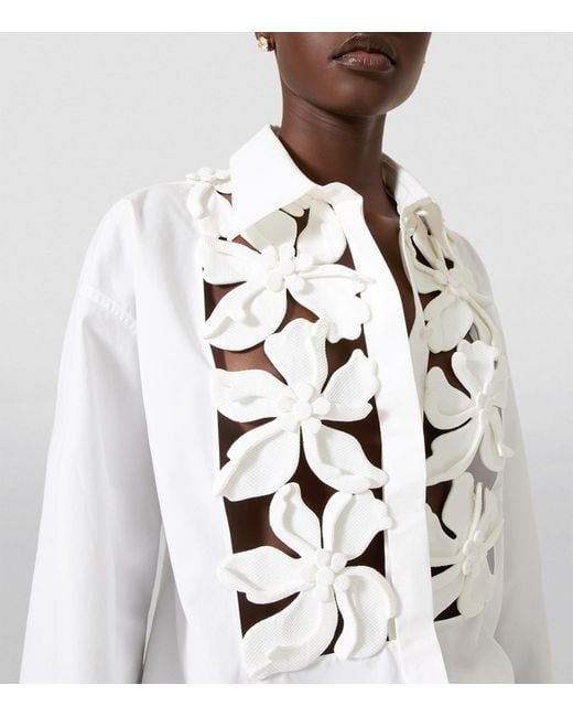 Valentino Garavani White Hibiscus-detail Shirt