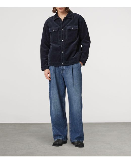 AllSaints Blue Corduroy Castleford Overshirt for men