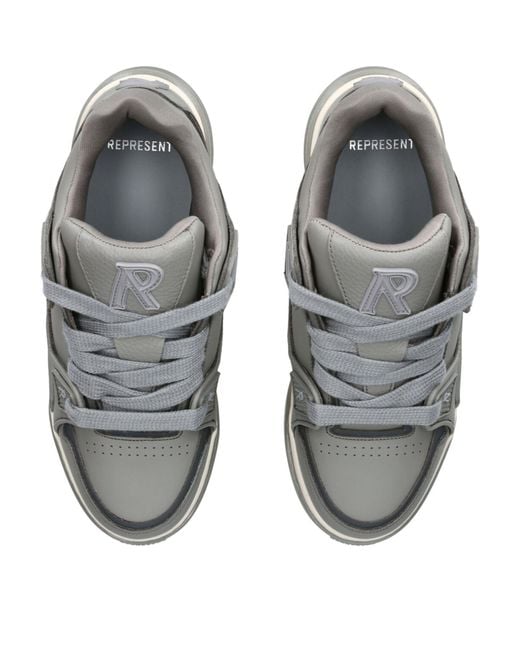 Represent Gray Leather Studio Sneakers for men