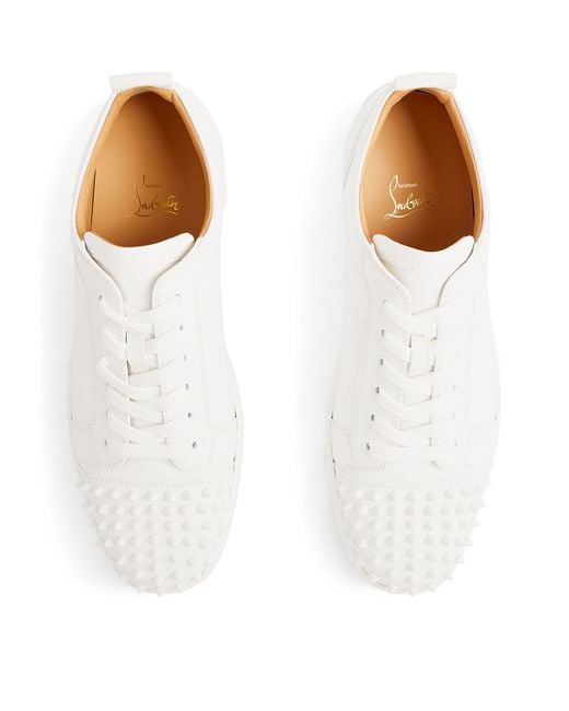 Christian Louboutin White Louis Junior Spikes Calfskin Sneakers for men